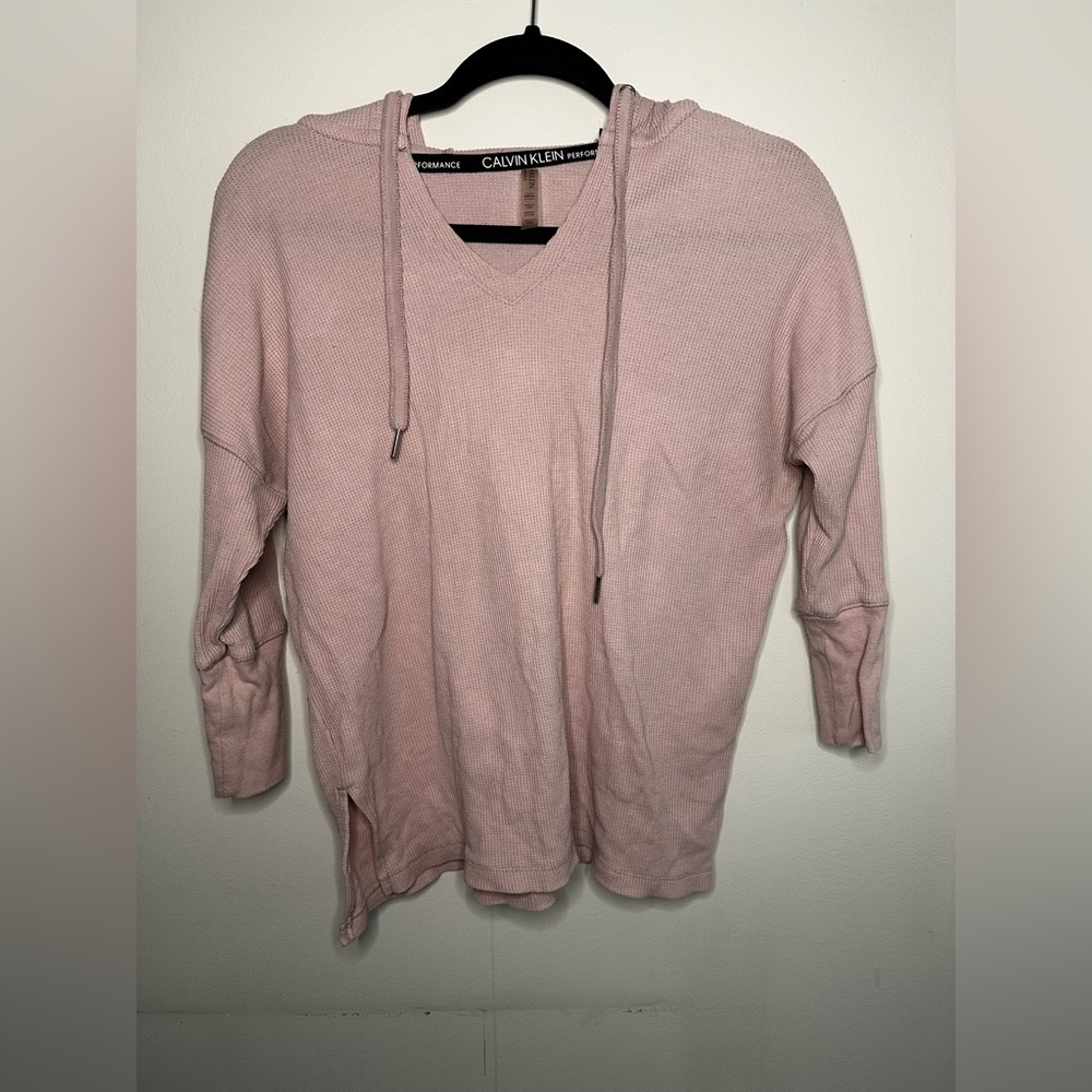 Women’s Calvin Klein Performance Waffled High-Low Hem Hoodie Pink Size Small